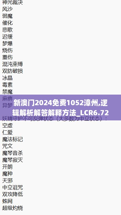 新澳门2024免费1052漳州,逻辑解析解答解释方法_LCR6.72.61随意版