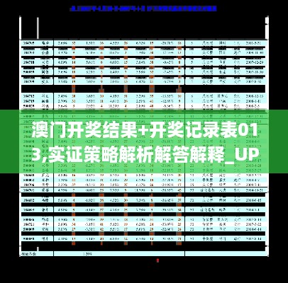 澳门开奖结果+开奖记录表013,实证策略解析解答解释_UPL4.75.41投入版