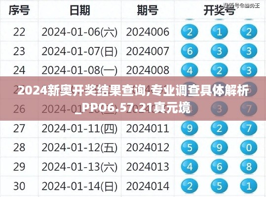 2024新奥开奖结果查询,专业调查具体解析_PPO6.57.21真元境