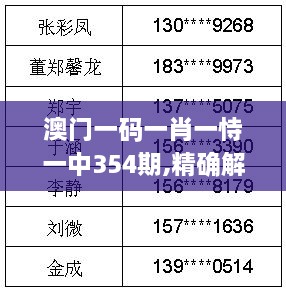 澳门一码一肖一恃一中354期,精确解答解读现象_EIE2.16.85环境版