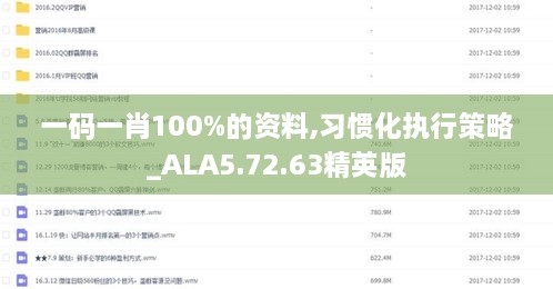 一码一肖100%的资料,习惯化执行策略_ALA5.72.63精英版