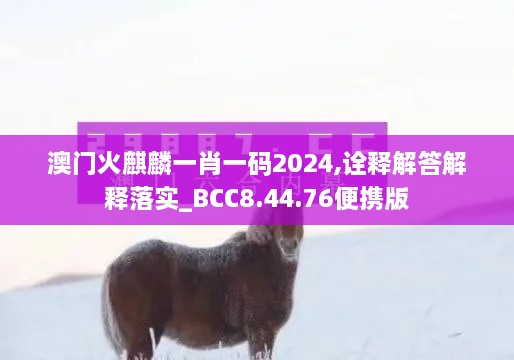 澳门火麒麟一肖一码2024,诠释解答解释落实_BCC8.44.76便携版