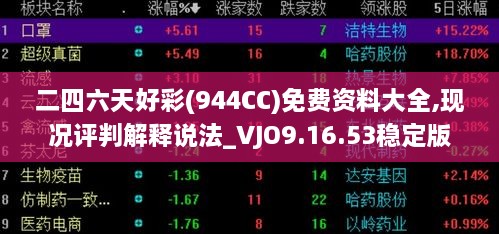 二四六天好彩(944CC)免费资料大全,现况评判解释说法_VJO9.16.53稳定版