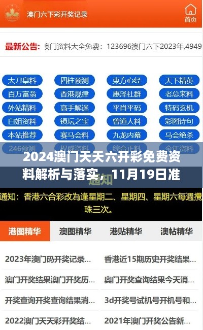 2024澳门天天六开彩免费资料解析与落实，11月19日准确解读_HGB9.23.56简版