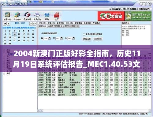 2004新澳门正版好彩全指南，历史11月19日系统评估报告_MEC1.40.53文化版