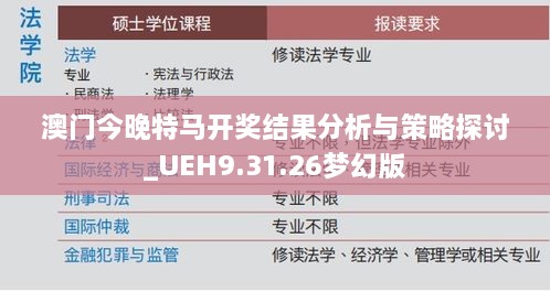 澳门今晚特马开奖结果分析与策略探讨_UEH9.31.26梦幻版