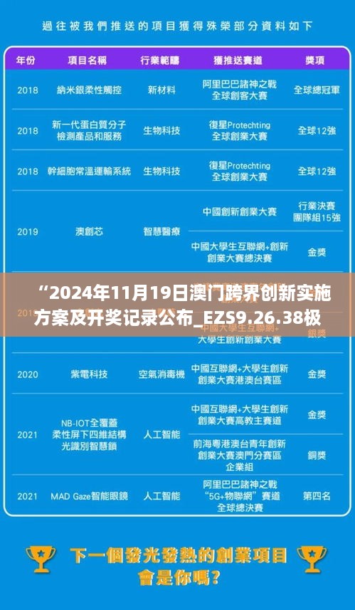 “2024年11月19日澳门跨界创新实施方案及开奖记录公布_EZS9.26.38极致版”