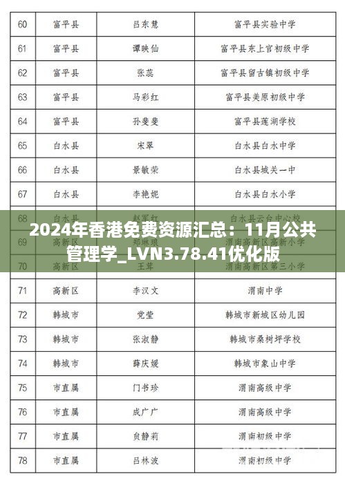 2024年香港免费资源汇总：11月公共管理学_LVN3.78.41优化版