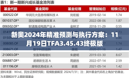 新奥2024年精准预测与执行方案：11月19日TFA3.45.43终极版