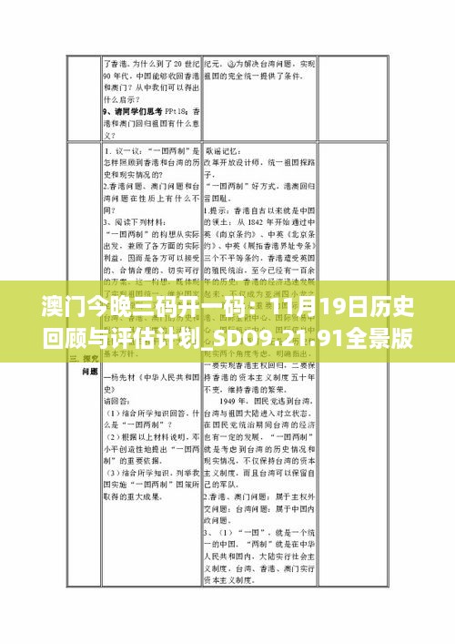 澳门今晚三码开一码：11月19日历史回顾与评估计划_SDO9.21.91全景版