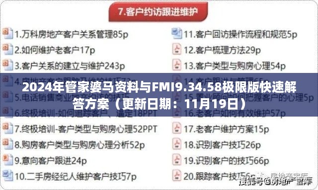 2024年管家婆马资料与FMI9.34.58极限版快速解答方案（更新日期：11月19日）