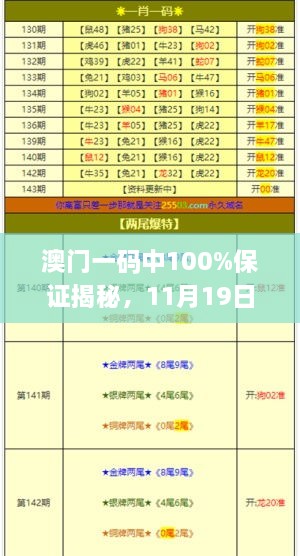 澳门一码中100%保证揭秘，11月19日技巧解析与解答_CTS9.62.68直观版