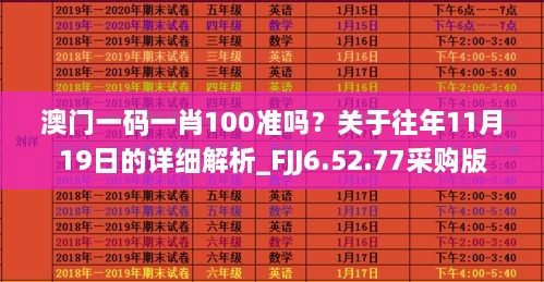 澳门一码一肖100准吗？关于往年11月19日的详细解析_FJJ6.52.77采购版