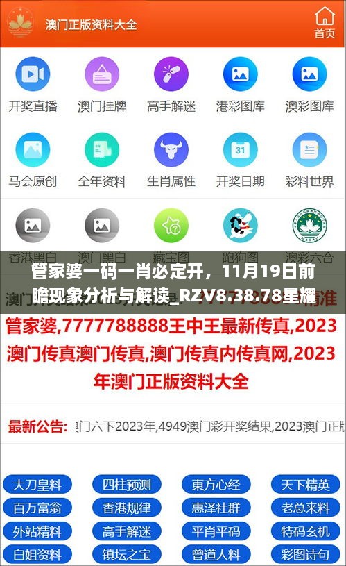 管家婆一码一肖必定开，11月19日前瞻现象分析与解读_RZV8.38.78星耀版