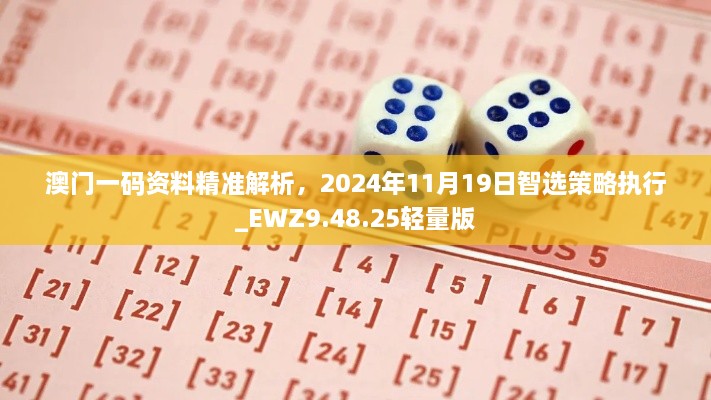 澳门一码资料精准解析，2024年11月19日智选策略执行_EWZ9.48.25轻量版