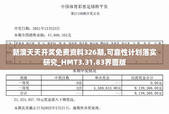 新澳天天开奖免费资料326期,可靠性计划落实研究_HMT3.31.83界面版