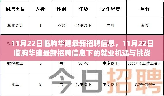 11月22日临朐华建最新招聘信息，就业机遇与挑战一览