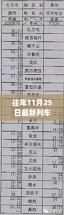 往年11月25日最新列车时刻表深度评测与介绍