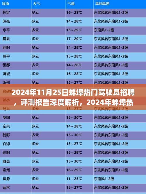 深度解析，2024年蚌埠热门驾驶员招聘综合表现评测报告