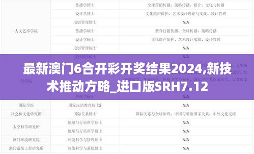 最新澳门6合开彩开奖结果2024,新技术推动方略_进口版SRH7.12