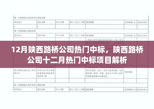 陕西路桥公司十二月中标项目热门解析