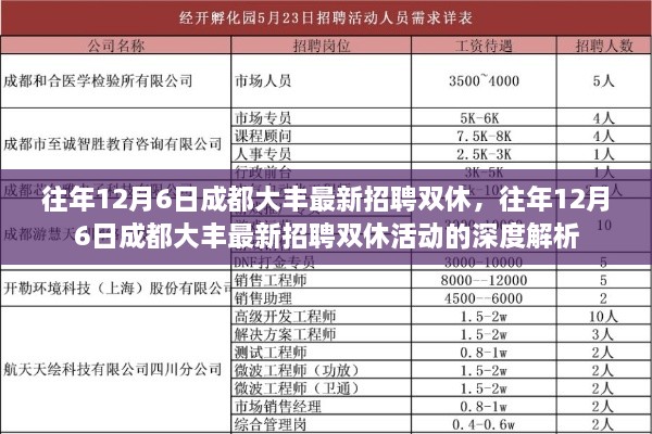 往年12月6日成都大丰最新招聘双休活动详解及深度解析