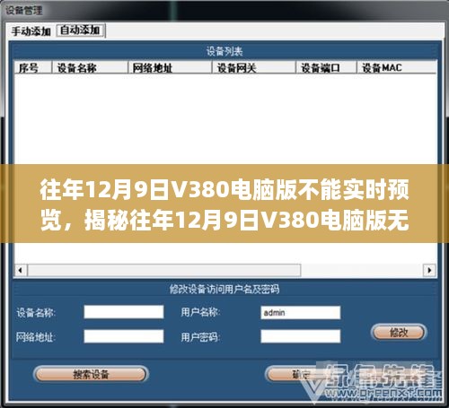 揭秘，往年12月9日V380电脑版无法实时预览的真相及解决策略