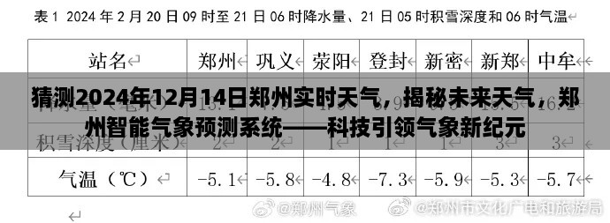 揭秘未来郑州天气，智能气象预测系统引领科技新纪元，预测郑州未来天气趋势（2024年12月14日实时更新）