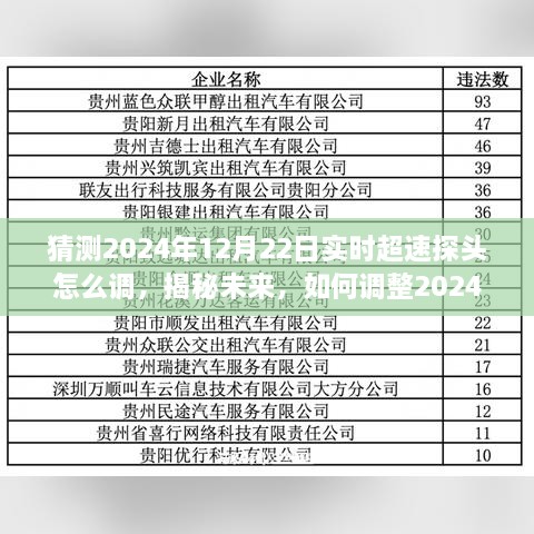 揭秘未来，技术解析与操作指南——如何调整2024年实时超速探头设置与操作调整指南