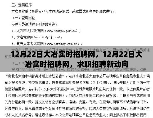 12月22日大冶实时招聘网，求职招聘最新动向