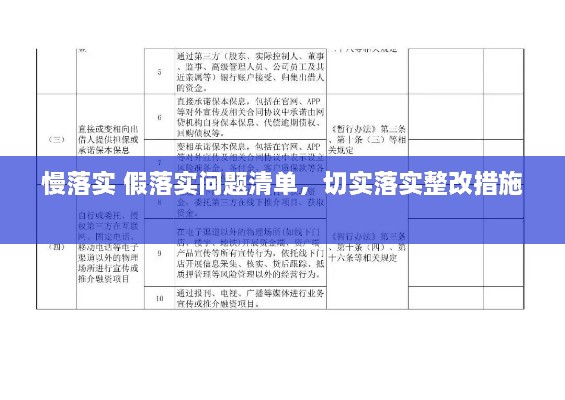 慢落实 假落实问题清单，切实落实整改措施 