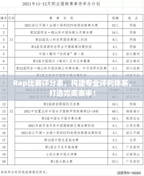 Rap比赛评分表，构建专业评判体系，打造完美赛事！