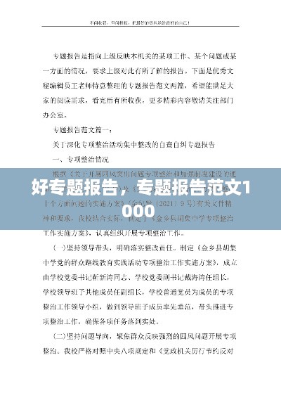 好专题报告，专题报告范文1000 