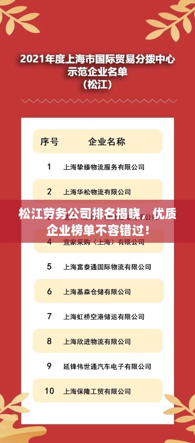 松江劳务公司排名揭晓，优质企业榜单不容错过！