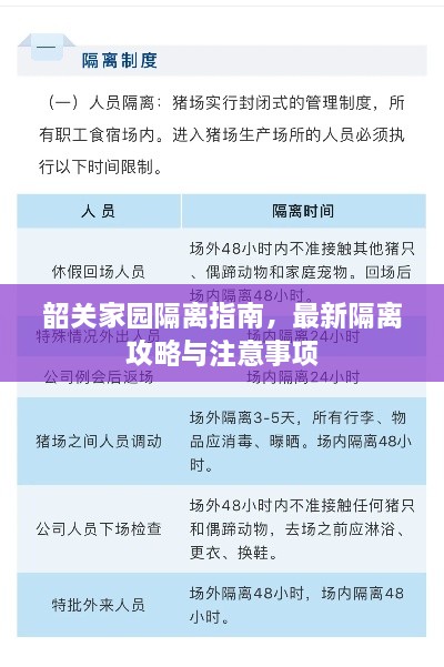 韶关家园隔离指南，最新隔离攻略与注意事项