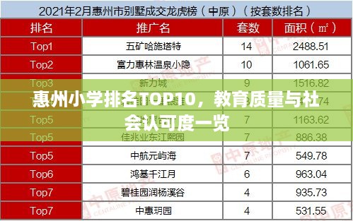 惠州小学排名TOP10，教育质量与社会认可度一览