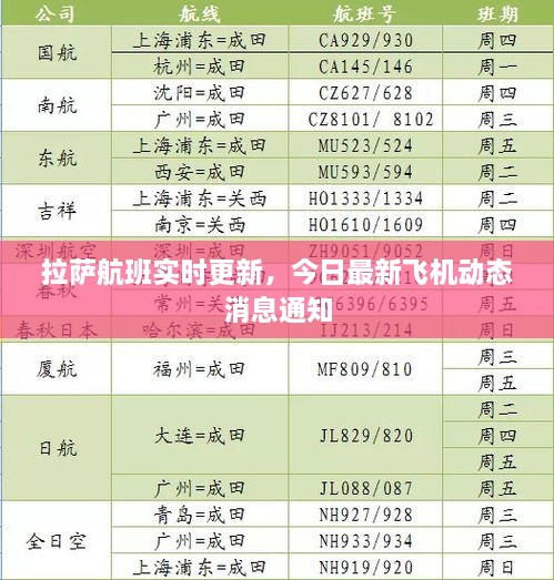 拉萨航班实时更新，今日最新飞机动态消息通知