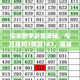 探索数字彩票奥秘，今日排列3预测183，揭秘彩票策略与幸运之门