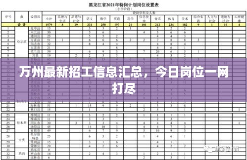 万州最新招工信息汇总，今日岗位一网打尽