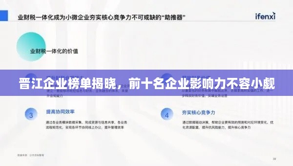 晋江企业榜单揭晓，前十名企业影响力不容小觑