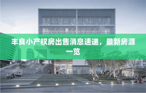 丰良小产权房出售消息速递，最新房源一览