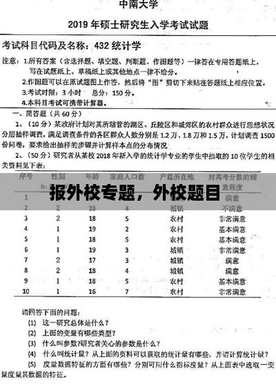 报外校专题，外校题目 