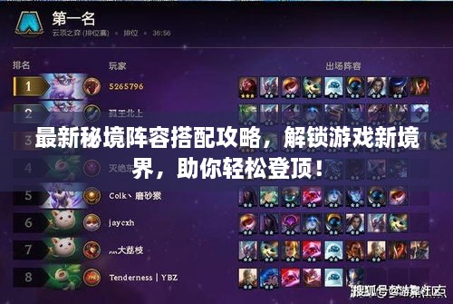 最新秘境阵容搭配攻略，解锁游戏新境界，助你轻松登顶！
